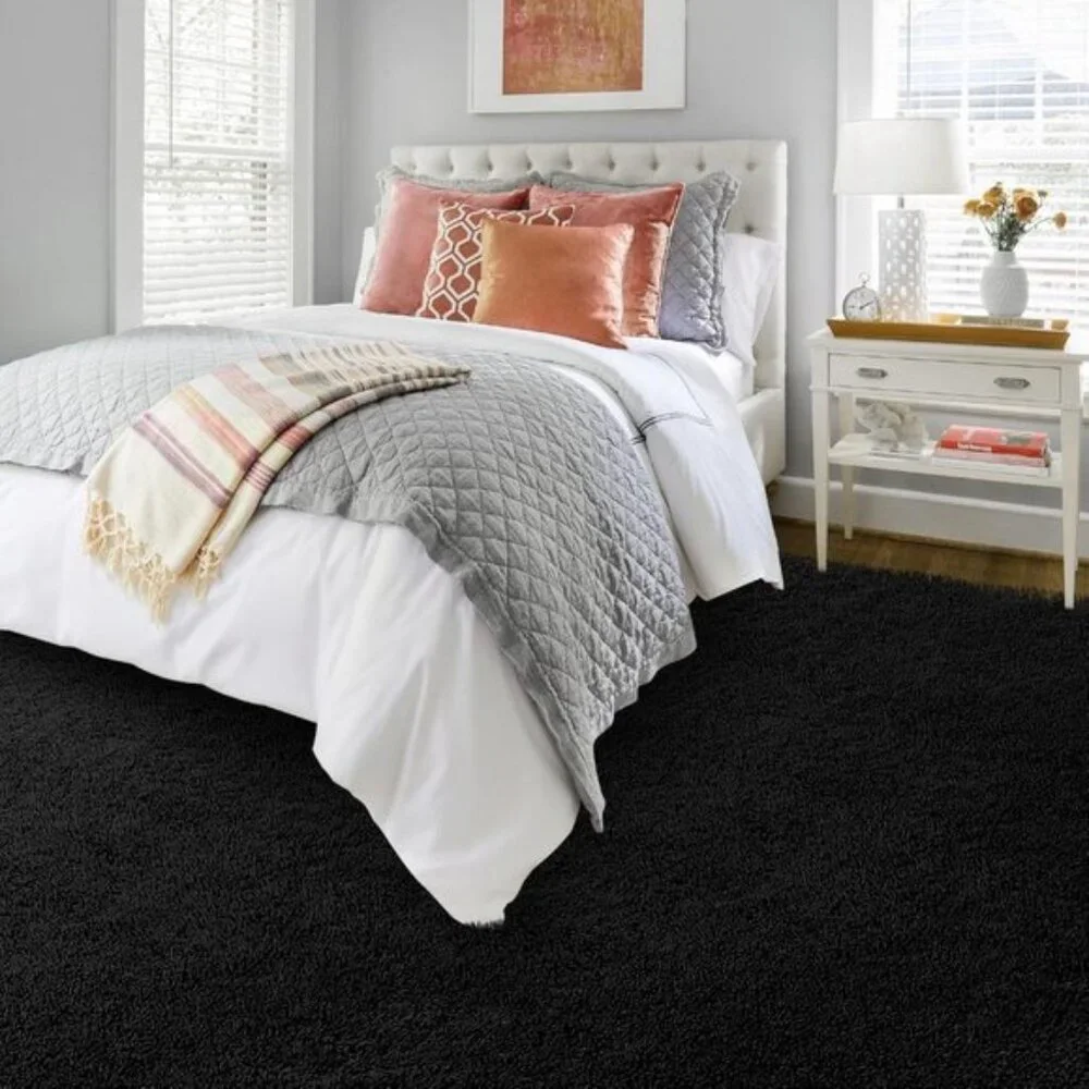 New Black Fluffy Area Rug 4x6 Feet, Soft Shaggy Fuzzy Carpet for Living Room